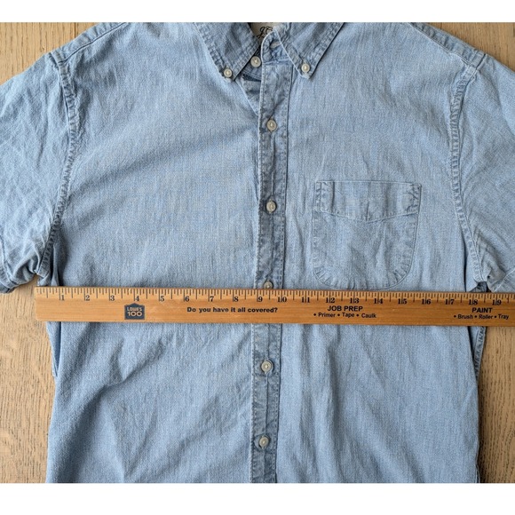 J. Crew Mens Light Blue Organic Cotton Short Sleeve Button Down Casual Shirt med - Picture 4 of 5